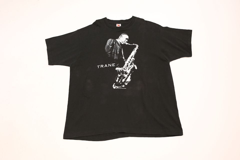 90s ジョンコルトレーン gear inc jazz Tシャツ Vintage 90s John Coltrane Gear Inc Ink Jazz Photo Bob Parent