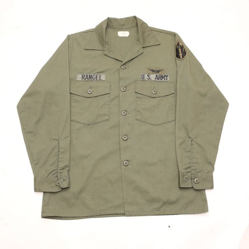 【美品・80s】アメリカ軍/U.S.ARMY ユーティリティ シャツ　OG507 DEAD STOCK】80s US ARMY UTILITY SHIRT - OLIVE GREEN 米軍