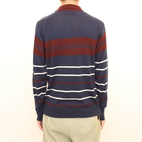 Vintage Puritan Border Pattern Knit Polo L/S Shirt