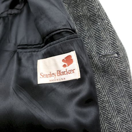 Vintage Herringbone Wool Long Coat MADE IN USA