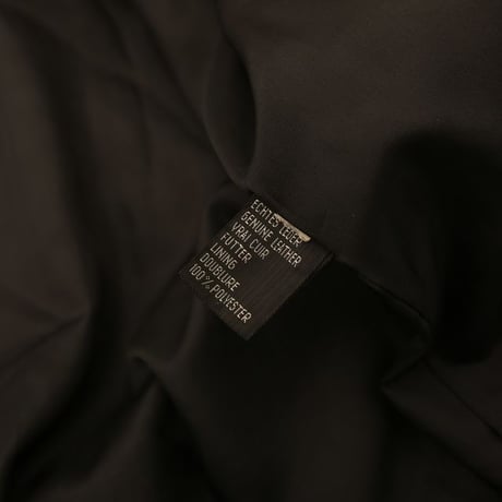 Black Rib Leather Jacket Loose Silhouette