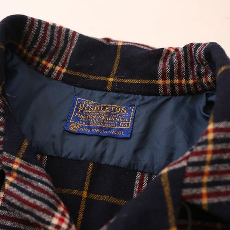 70's Pendleton Open Collar Wool Checked L/S Shirt