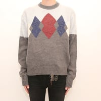 Diamond Pattern Mohair Wool Knit Sweater