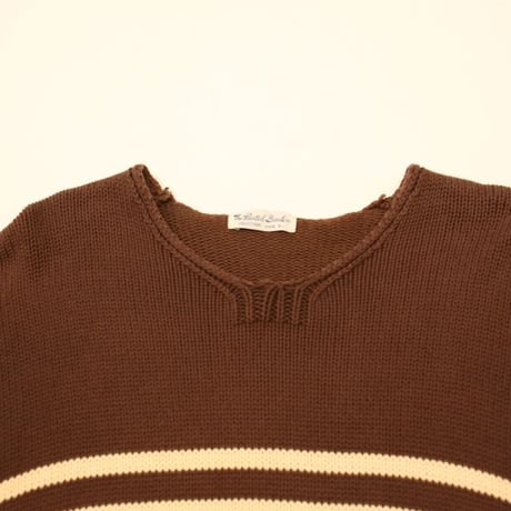 Border Cotton Knit Sweater