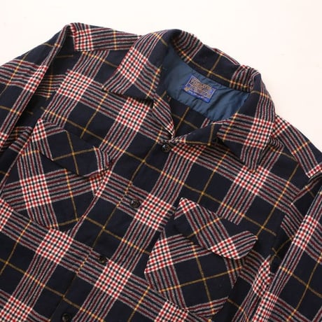 70's Pendleton Open Collar Wool Checked L/S Shirt