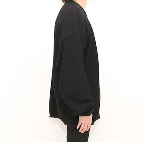 Merino Wool Black Knit Cardigan MADE IN ITALY