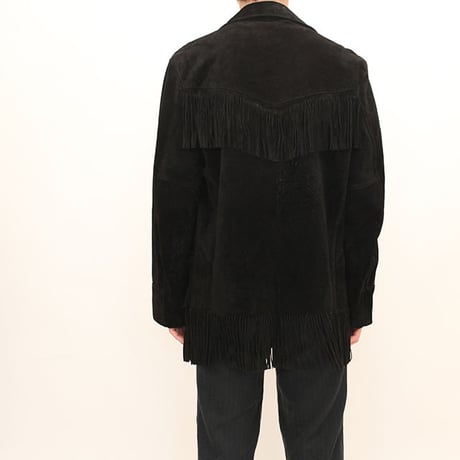 Black Suede Fringe Leather Jacket