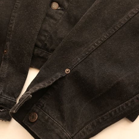 Leather Collared Black Denim Jacket Loose Silhouette