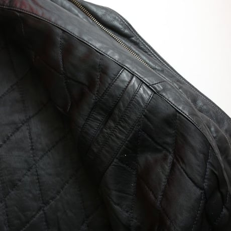 Stand up Collar Black Leather Jacket