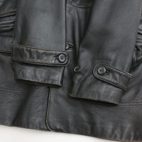 Black Lamb Leather Half Coat