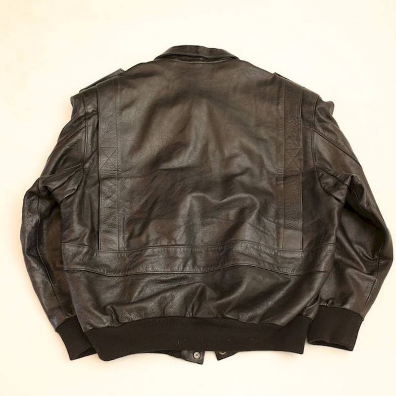 All Black A-2 Type Flight Leather Jacket | Strato All Black A-2 Type Flight Leather Jacket | Strato
