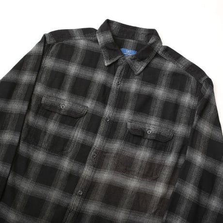 Ombre Plaid Flannel Shirt "Black × Gray"
