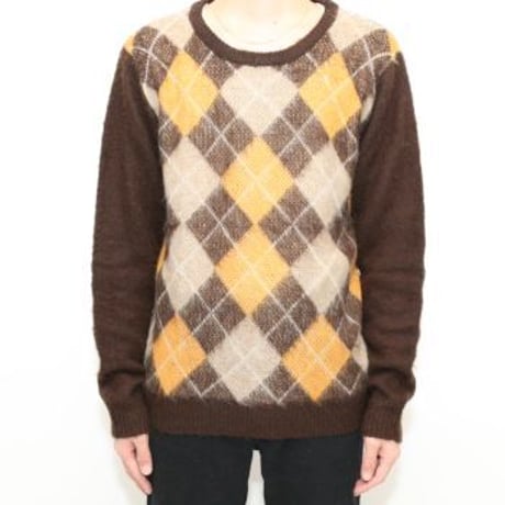 Argyle Pattern Wool Knit Sweater