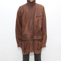 Brown Leather Half Coat