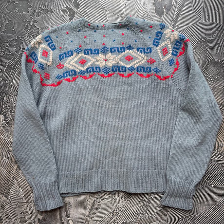 60s Zip-up Nordic Knit Cardigan