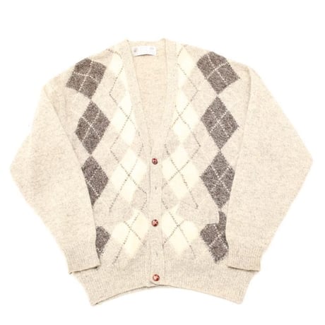 Argyle Pattern Wool Knit Cardigan