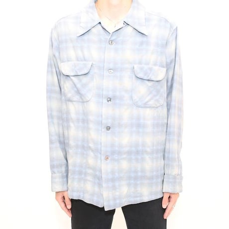 70's Pendleton Open Collared Check Wool L/S Shirt