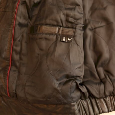 DOCKERS Black Leather Jacket Loose Silhouette