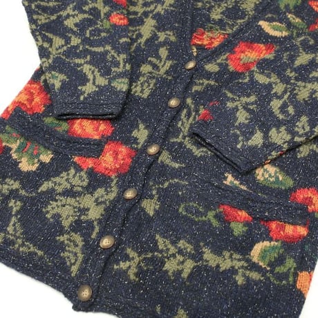 Flower Pattern Knit Cardigan