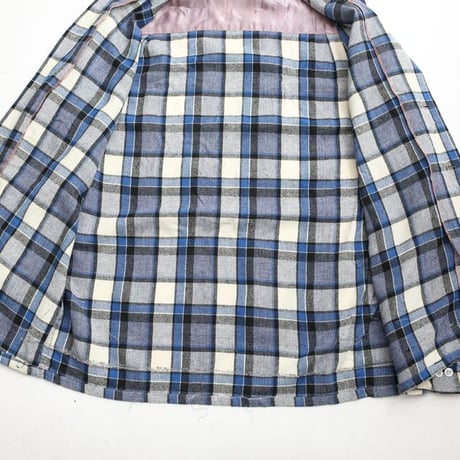 60's Open Collared Plaid  Wool L/S Shirt