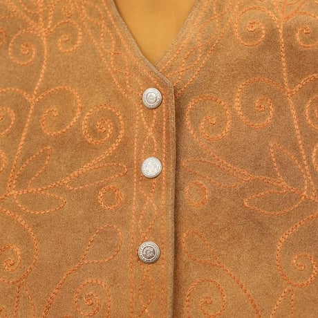 Embroidery Suede Leather Vest