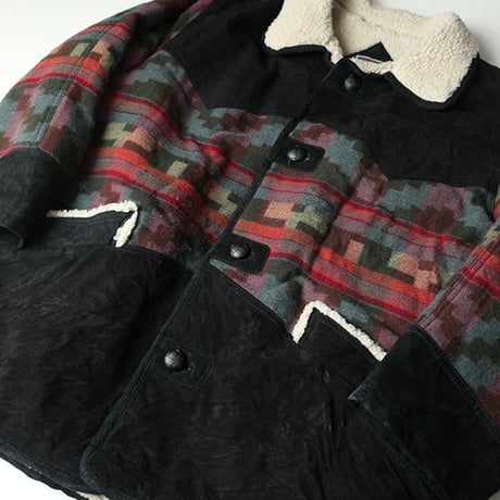 Suede×Wool Boa Coat