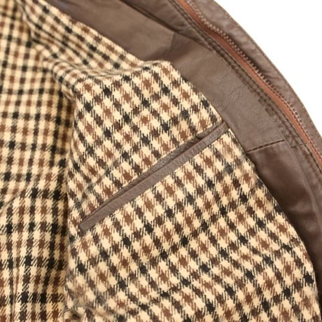 Rib Leather Jacket Brown