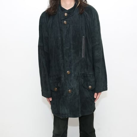Black Nubuck Leather Coat
