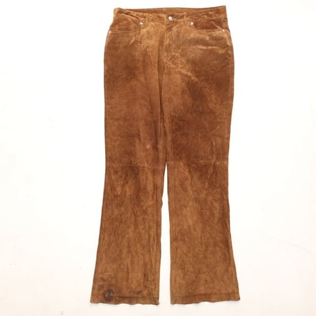 Suede Leather Flared Pants