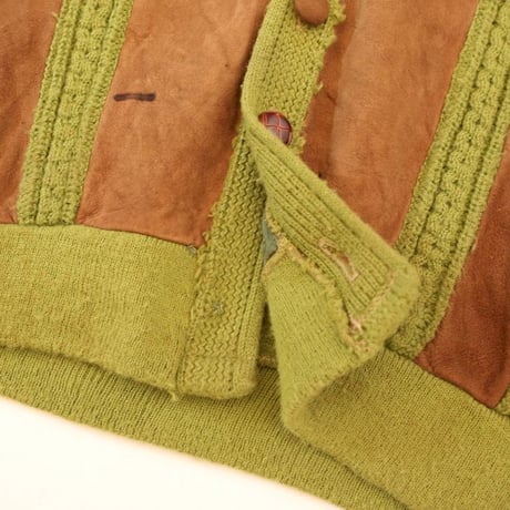 60's Sears Knit × Lambskin Suede Cardigan