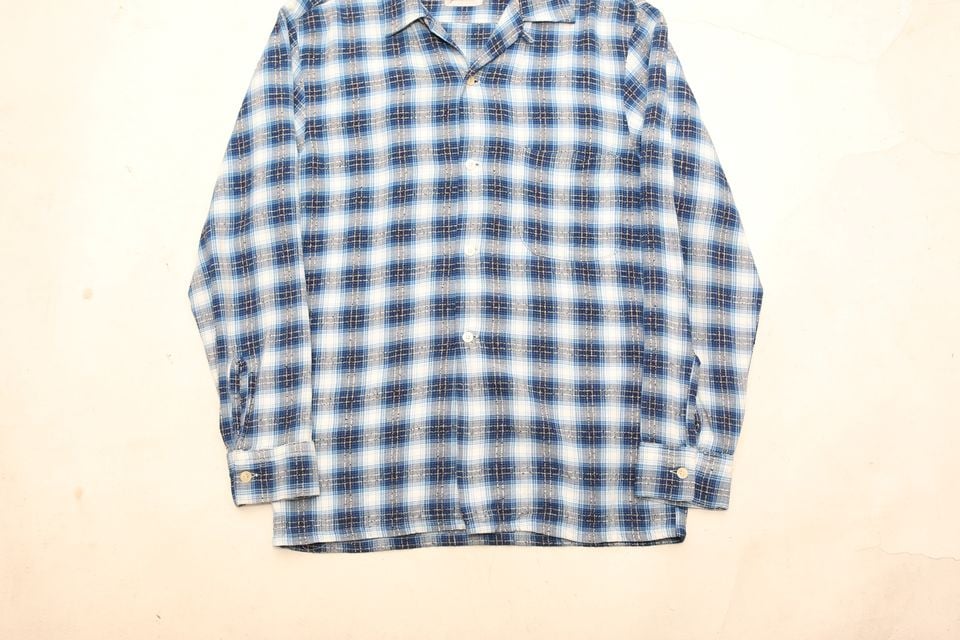 トップス 60s sandy mac donald open color shirt L Sandy Mac Donald] Vintage Open Collar Silk Shirts [1960s