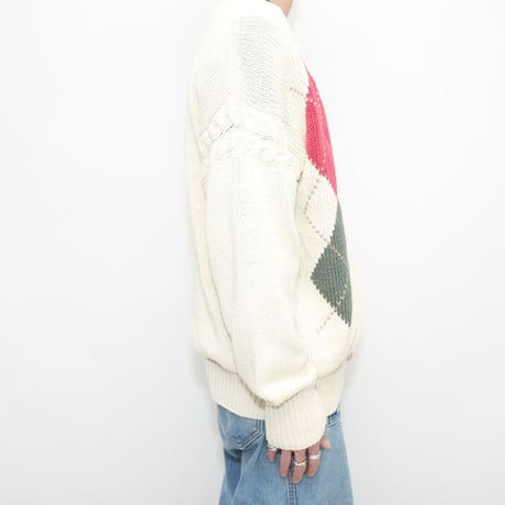 Argyle Ramie Cotton Cardigan