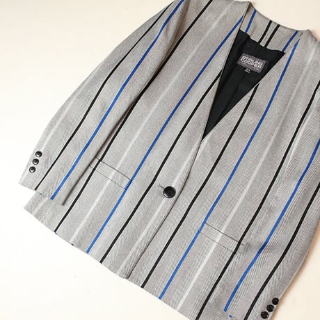Stripe No Collar Jacket