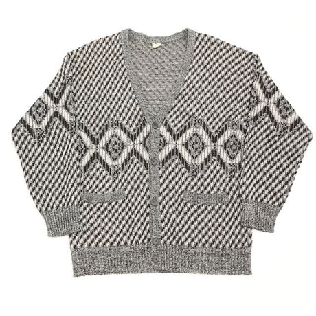 Geometric Pattern Acryl Knit Cardigan "MADE IN JUGOSLAVIJA"