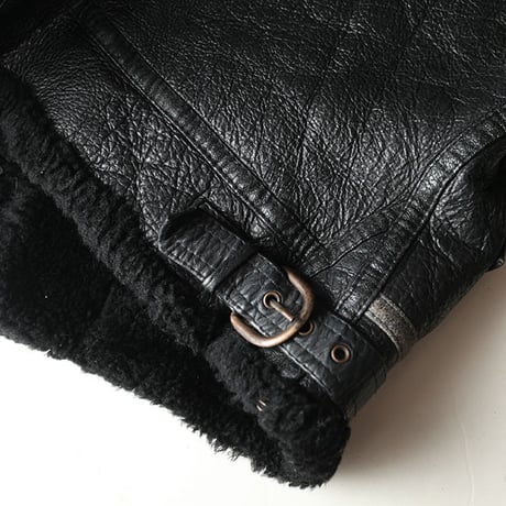 B-3 Mouton Leather Jacket Black