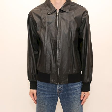 Black Rib Leather Jacket