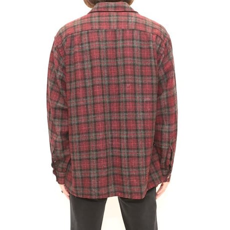 60's Open Collared Check Wool L/S Shirt