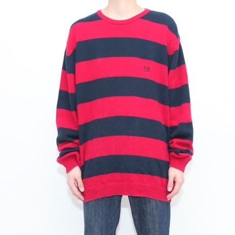 CHAPS Border Cotton Kint Sweater