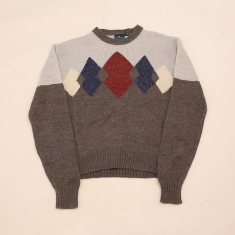 Diamond Pattern Mohair Wool Knit Sweater