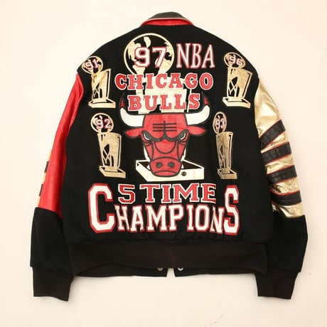 90s JH Design Chicago Bulls 5Time Champion Memorial Jacket