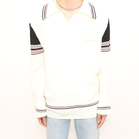 Vintage Acryl Knit Polo L/S Shirt "DEAD STOCK"