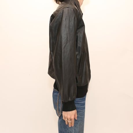 Black Rib Leather Jacket