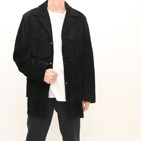Black Suede Fringe Leather Jacket