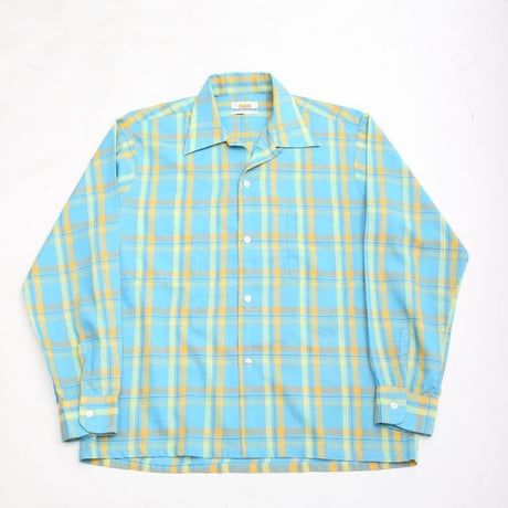 70's Open Collared Plaid Shirt