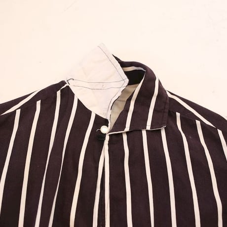Black × White Striped Open Collared Shirt
