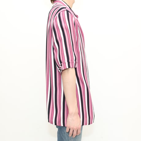 Stripe Pattern Viscose S/S Shirt MADE IN GERMANY