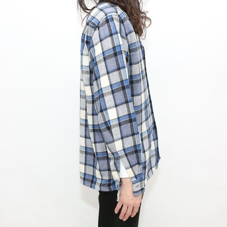60's Open Collared Plaid  Wool L/S Shirt