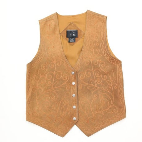 Embroidery Suede Leather Vest