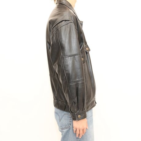 Black Lamb Leather Jacket Loose Silhouette