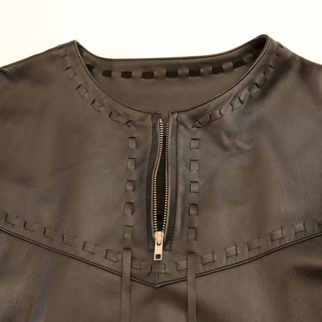 Pullover Smooth Leather Jacket Black